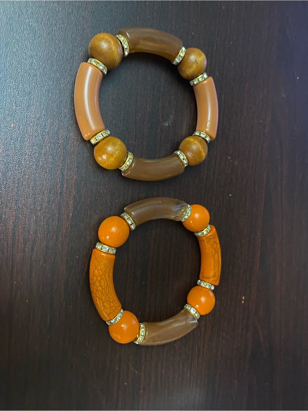 Orange Beaded Stretch Bracelet Set - Women Jewelry